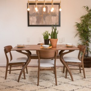 Christopher Knight Home Fausett Mid Century Modern Fabric Upholstered Wood 5 Piece Dining Set - 1 of 4