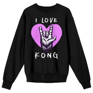 Godzilla x Kong: The New Empire I Love Kong Crew Neck Long Sleeve Black Adult Sweatshirt - 1 of 3