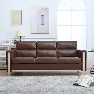 79.5" 3-Seater Sofa, Modern Upholstered Sofa With Side Pocket Solid Wood Frame For Living Room - 1 of 4