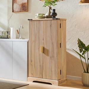 SinCiDo Fluted Kitchen Pantry with Doors and Adjustable Shelves, Modern Pantry Cabinet with Drawer, Wood Cupboard for Kitchen - 1 of 4