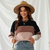 Women's Long Sleeve Colorblock Knit Round Neck Sweater-Cupshe - 3 of 4