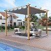 10 ft ×10 ft  Aluminum Wood Outdoor Pergola with Retractable Waterproof, Reinforced Four-Sided Base,Curtain, Adjustable Roof - 4 of 4
