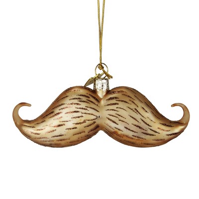 Kurt S. Adler 4" Noble Gems Glass Gold Glittered Men's Mustache Christmas Ornament