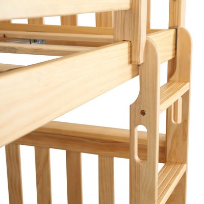 Natural Pine Twin Over Twin Bunk Bed with Storage