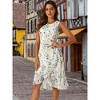 Allegra K Women's Wrap Ruffle High Low Hem Round Neck Keyhole Back Sleeveless Floral Dress - 2 of 4