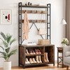 Hall Tree with Bench 5 in 1 Coat Rack Freestanding Industrial Shoe Bench - 3 of 4