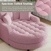 2 Seat Chenille Chaise Lounge,Oversized Round Tufted Cushion Sofa with Rolled Arms,Removable Pillows for Living Room-Cuddlewood - 3 of 4
