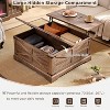 SinCiDo Farmhouse Lift Top Coffee Table, 36" Square Center Table w/Large Hidden Storage Compartment, Rustic Wood Living Room Dining Table - 4 of 4