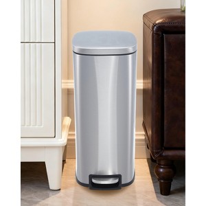 Garvee Slim Kitchen Trash Can 13 Gal, Stainless Steel Garbage Can with Removable Inner Bucket & Soft Close Lid, for Bathroom Home Office - 1 of 4