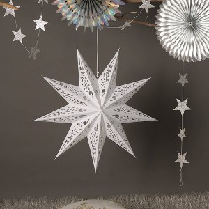 SEVOBAL Tree Ornaments Handmade Paper Star Decor, 60cm Festive Hanging Ornament for Christmas and Winter Celebrations, White, 24.6"*2"*24.6" - 1 of 4