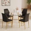5-Piece Dining Set with Glass Table and 4 PU Armless Chairs - 3 of 4