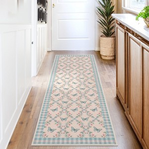 Modern Washable Area Rug, Soft Floral Floor Cover with Non Slip Backing, Low Pile Stain Resistant Floor Carpet for Home Office - 1 of 4