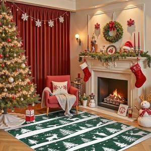 Runner Rug, Washable Low Pile Christmas Carpet, Soft Non Slip Indoor Mat for Kitchen, Entryway or Living Room - 1 of 4