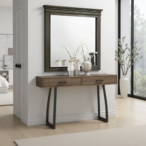 Royal Hampton Dresser Mirror, 43 Inch Gray Rubberwood Frame, Crown Molding - 1 of 4