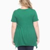 Plus Size Short Sleeve Shirred Front Knit Tunic Top with Pockets -White Mark - 3 of 4