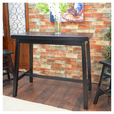 Antique Black Solid Wood Rectangular Counter Height Bar Table