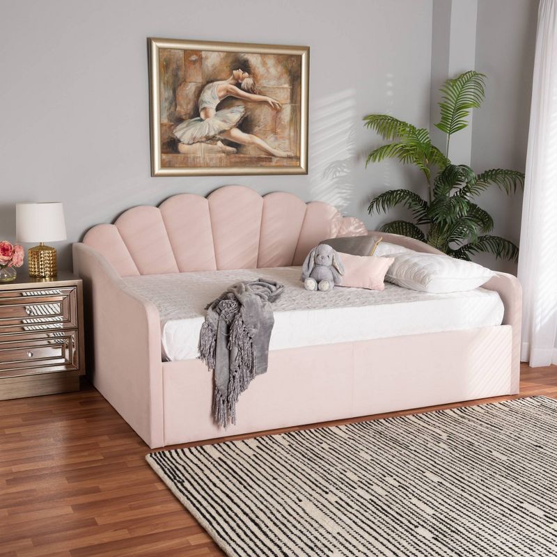 Queen Timila Velvet Fabric Upholstered Daybed Light Pink - Baxton Studio, 3 of 11