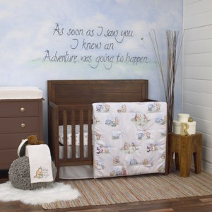 Disney Winnie the Pooh Classic Pooh Ivory, Blue, Sage, Tan Storybook 6 Piece Nursery Crib Bedding Set - 1 of 4