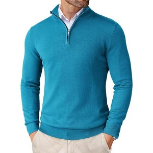 COOFANDY Men's Quarter Zip Up Sweaters Slim Fit Lightweight Mock Neck Pullover Casual Polo Sweaters - 1 of 4