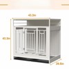 VisioGear 43.3" Dog Crate with Divider, Double Door Dog Kennel with Three Drawers Storages, Pet House for Large Medium Dogs, White, 43.3"*29.5"*43.3" - 3 of 4