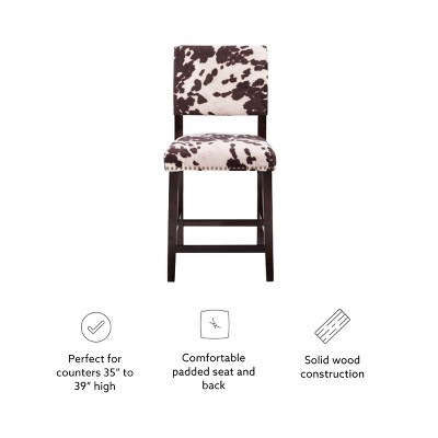 Corey 24" Brown and Ivory Cowhide Counter Stool