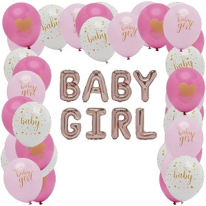 Blue Panda 44 Pcs Baby Shower Party Balloons Decorations, Pink, White, Rose Gold, 16 in - 1 of 4