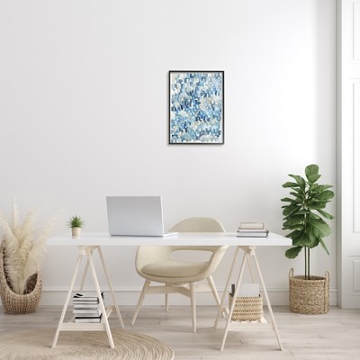 Soft Blue and Beige Abstract Canvas Print with Black Frame, 17 x 21