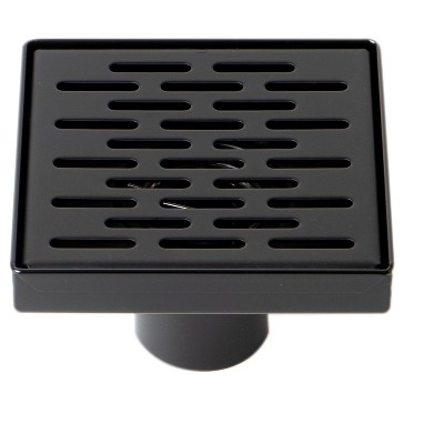 ALFI 5 Inches x 5 Inches Black Matte Square Stainless Steel Shower Drain with Groove Holes