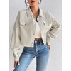Coolmee Women's Fashion Cropped Shacket Button Down Corduroy Shacket Jackets Long Sleeve Crop Jackets Tops - 3 of 4
