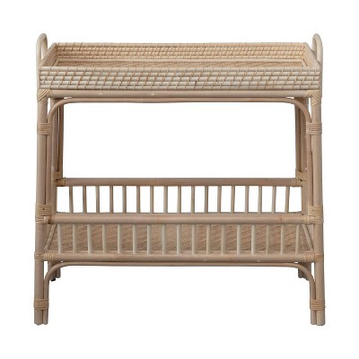 Storied Home Rattan and Bamboo Console Table with Shelf Natural: Beige Frame, No Assembly, 32.5" Height