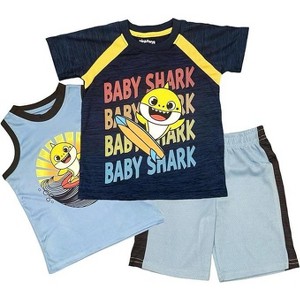 Nickelodeon Baby Shark Toddler/Little Boy's 3-Piece T-Shirt, Tank Top and Short Set - 1 of 4