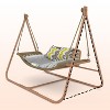 Nellie Anti-Rust Wood-Colored Frame Patio Hammock Stand with Cushion, 570 lbs Capacity, Outdoor Furniture - Maison Boucle - 2 of 4