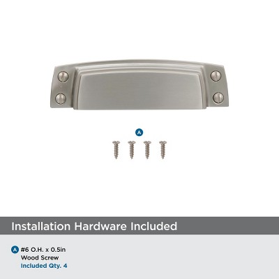 Satin Nickel Brushed Cup Pull with Mounting Hardware