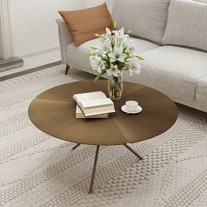 POVISON Round Coffee Table, Italian-style Lotus Leaf-shaped Coffee Table, 35.43"-CT8088BR90 - 1 of 4