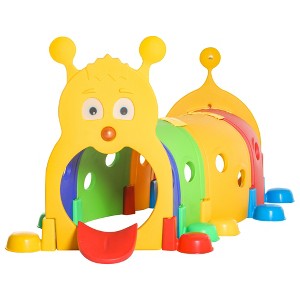 Qaba Kids Caterpillar Tunnel Outdoor Indoor Climb-N-Crawl Play Equipment for 3-6 Years Old, 6 Sections, for Daycare, Preschool, Playground - 1 of 4