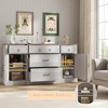 Large Sideboard Buffet with 5 Drawers, 2 Doors & Adjustable Shelves, Wood Coffee Bar Table Cabinet - 4 of 4