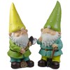 Northlight Set of 2 Green and Yellow Gnome Outdoor Garden Statues 12.25" - 3 of 4