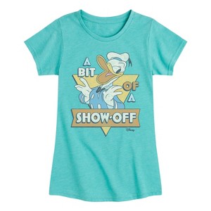 Girls' - Disney - Donald Bit Of A Show Off Fitted Short Sleeve Graphic T-Shirt - 1 of 4