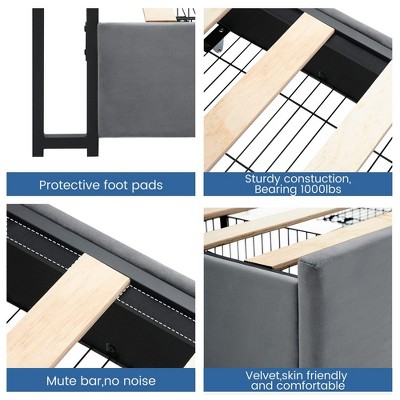 Full/Queen Size Bed Frame With 4 Storage Drawers and Charging Station