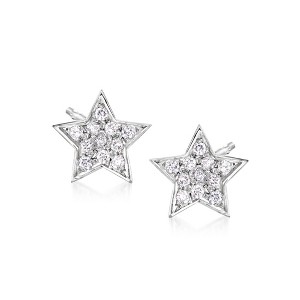 Pure Collection by Ross-Simons 0.20 ct. t.w. Diamond Star Stud Earrings in Sterling Silver - 1 of 4