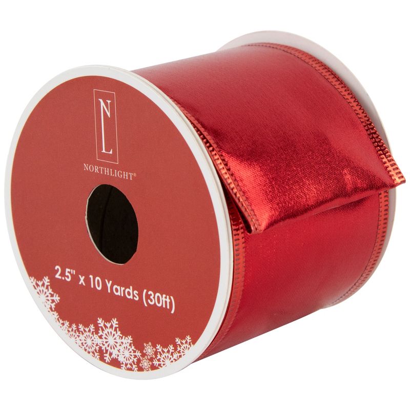 Northlight Shimmering Red Wired Craft Christmas Ribbon 2.5" x 10 Yards, 1 of 6