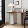 LuxenHome Travertine-Style MDF Wood Oval Console Table Brown - 2 of 4