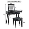 Resenkos 27.9'' Black Makeup Vanity Desk with Flip Top Mirror and LED Light, Dressing Table with Charging Station, 2 Drawers - 2 of 4
