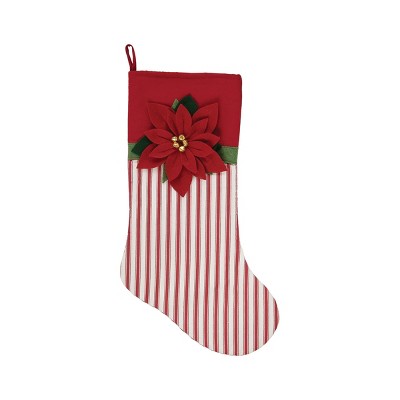 C&F Home Striped Poinsettia Stocking