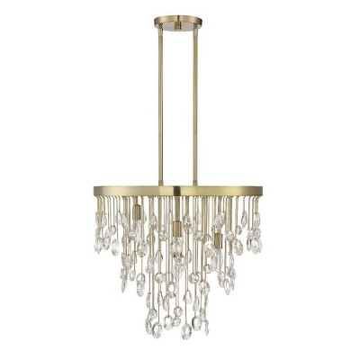 Noble Brass and Crystal 4-Light Adjustable Chandelier