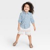 OshKosh B'gosh Toddler Boys' Long Sleeve Woven Chambray Shirt - Light Blue Denim - 3 of 3