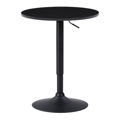 Round Adjustable Pedestal Dining Table Dark Black - CorLiving: Modern, Space-Saving, Bar-Level Option