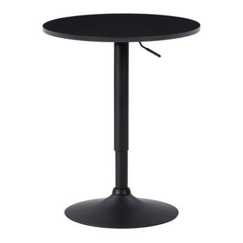 Round Adjustable Pedestal Dining Table Dark Black - CorLiving