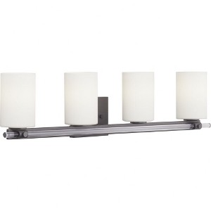 Progress Lighting Lisbon 4-Light Bath Vanity in Black, Etched Opal Glass Shade - 1 of 4