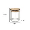 HomeRoots Set of Two Natural And Silver Solid Wood And Iron Round Frame Nested Tables - 3 of 4